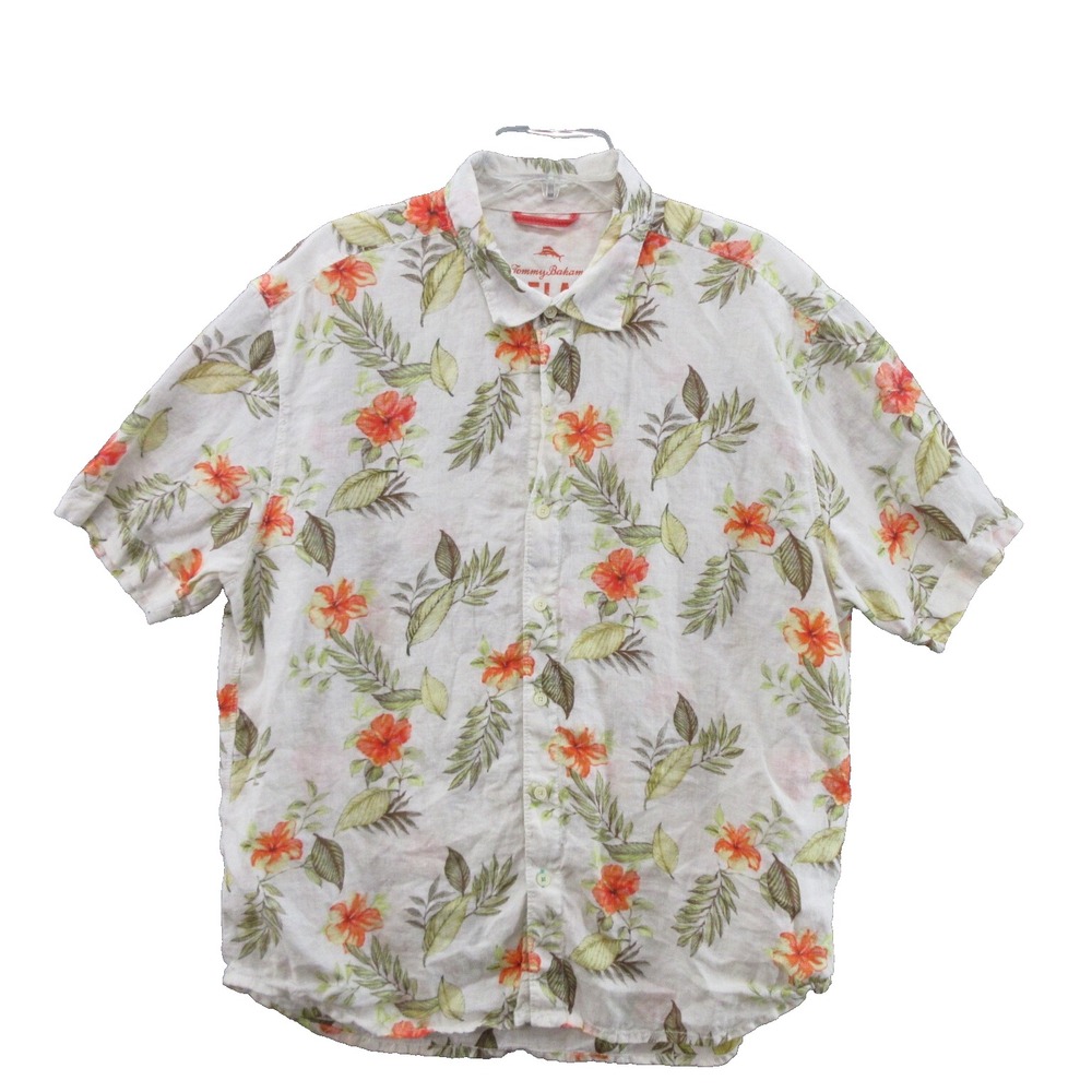 Tommy Bahama Mens Short Sleeve Shirt Extra Large TR311346 Linen Collared Floral